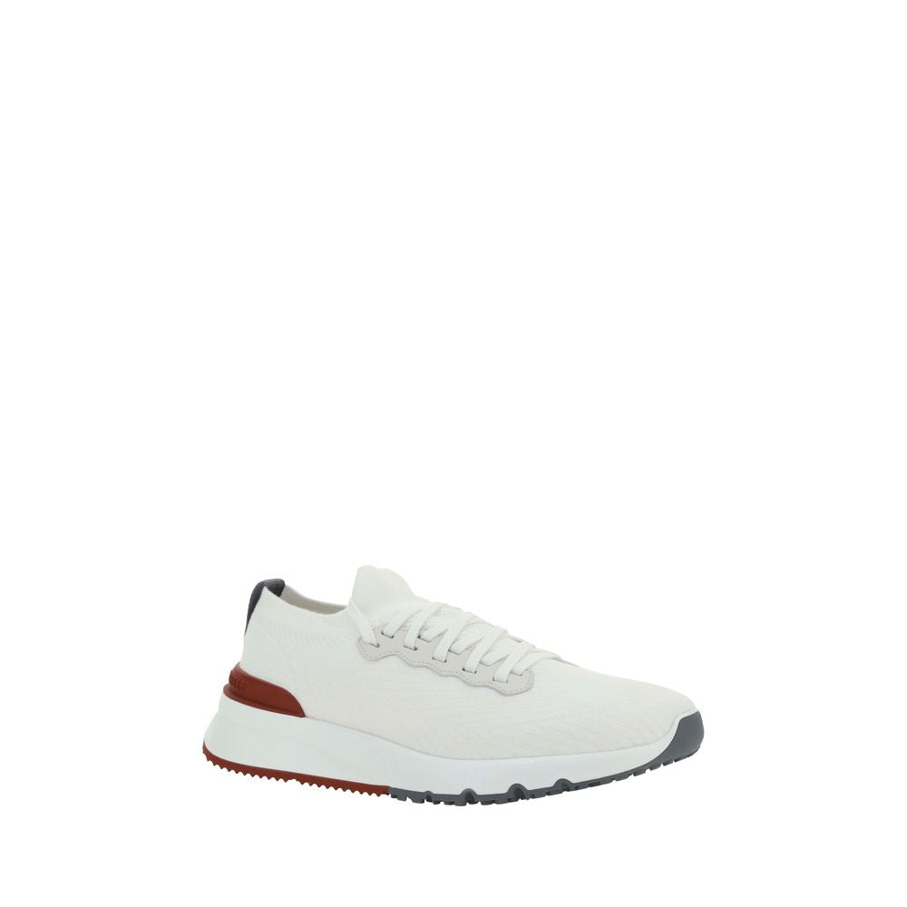 Sneakers by Brunello Cucinelli for men in cotton & rubber white & signature features an fashionable silhouette, showcasing the premium Men's Low Top Cotton & Rubber Sneakers in a fashionable low-top style that offers a fashionable finish for refined style.