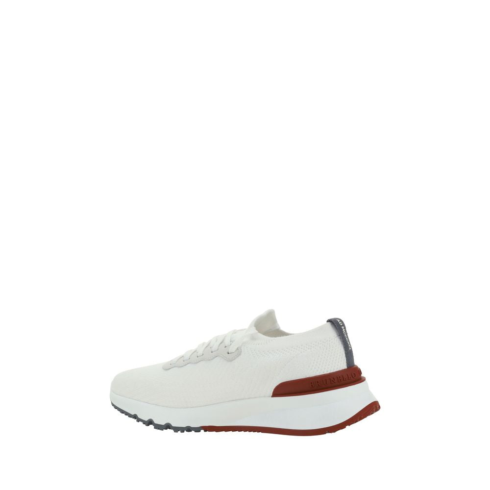 Sneakers by Brunello Cucinelli for men in cotton & rubber white & signature features an versatile design from the Men's Low Top Cotton & Rubber Sneakers collection, highlighting a versatile low-top style for a premium, high-fashion look.