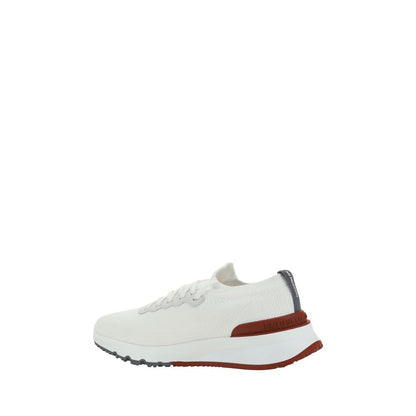 Sneakers by Brunello Cucinelli for men in cotton & rubber white & signature features an versatile design from the Men's Low Top Cotton & Rubber Sneakers collection, highlighting a versatile low-top style for a premium, high-fashion look.