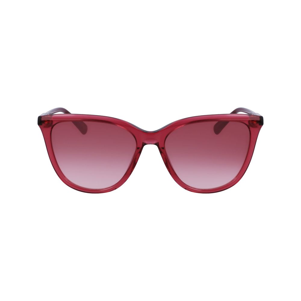 Sunglasses by Longchamp for women in linen multicolor & red features a contemporary silhouette, showcasing a contemporary in multicolor coloured frame with high-performance .