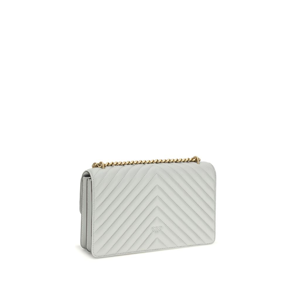 Quilted Shoulder Bag by PINKO for women in bos taurus calf leather gray, gold & monogram features a effortless chic silhouette with a secure magnetic & button, ample , and versatile shoulder-strap & adjustable-strap for a effortless chic finish.