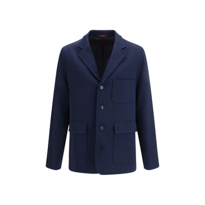 Overcoat by Gucci for men in cotton blue features an satoral silhouette, showcasing a sophisticated and satoral pockets for a premium, timeless look.