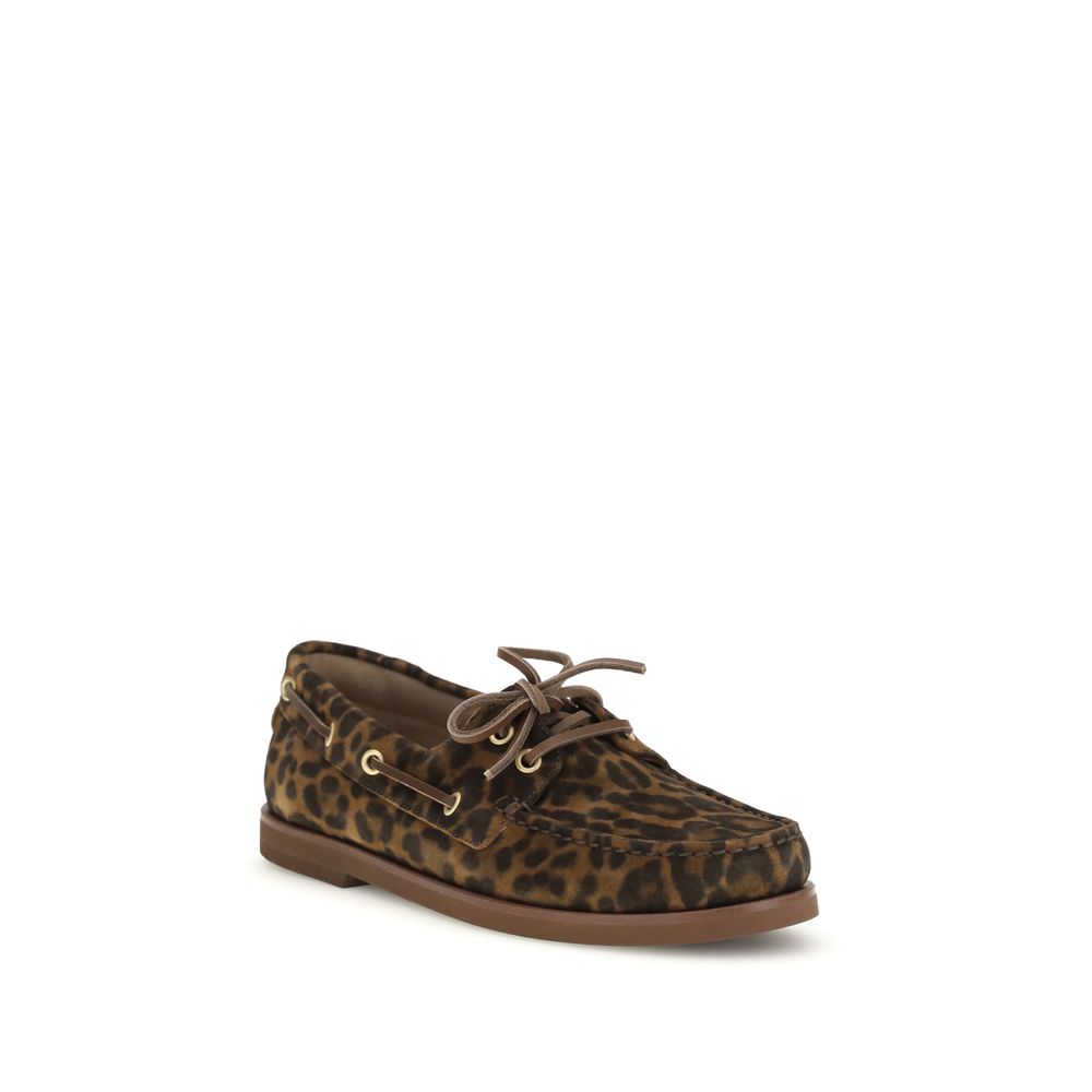 Flat Boat Loafer Slip-On Lace-Up Shoes by Gianvito Rossi for women in bos taurus calf leather animal, multicolor & print features an effortless chic silhouette, showcasing the Women's Bos Taurus Calf Leather Flat Boat Loafer Slip-On Lace-Up Shoes design with an effortless chic flat and a for a effortless chic look.
