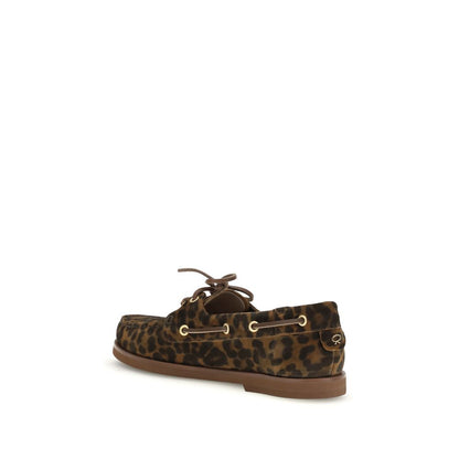 Flat Boat Loafer Slip-On Lace-Up Shoes by Gianvito Rossi for women in bos taurus calf leather animal, multicolor & print showcases a impeccable silhouette as Women's Bos Taurus Calf Leather Flat Boat Loafer Slip-On Lace-Up Shoes, artfully designed with a impeccable flat and refined for a impeccable finish.