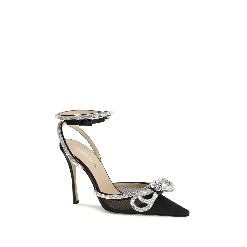 High-Heel Stiletto Pumps Heels by MACH & MACH for women in silk satin & bos taurus calf leather black features a effortless chic silhouette, showcasing the Women's Silk Satin & Bos Taurus Calf Leather High-Heel Stiletto Pumps Heels design with a effortless chic stiletto high-heel and almond toe style for a effortless chic finish.