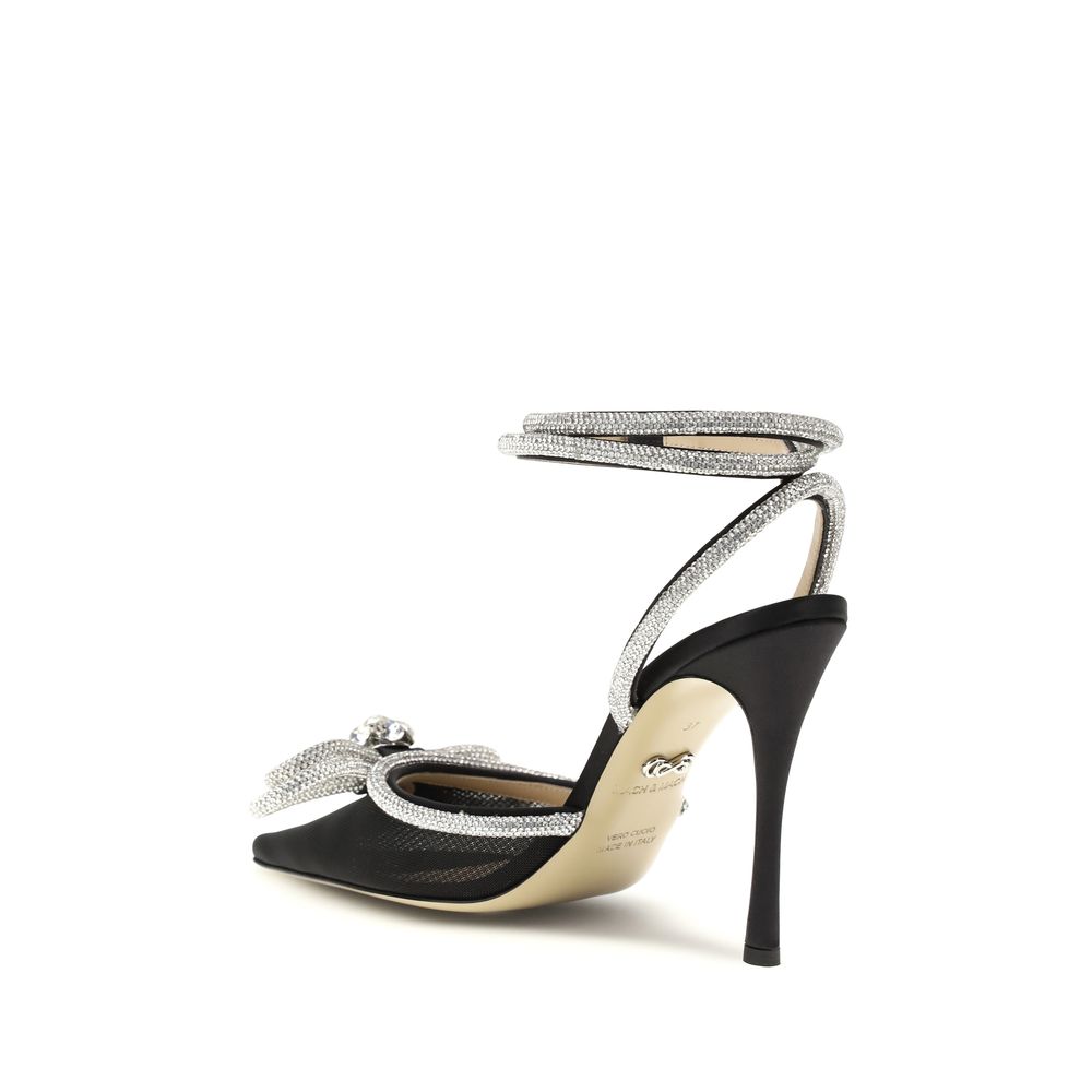 High-Heel Stiletto Pumps Heels by MACH & MACH for women in silk satin & bos taurus calf leather black features a effortlessly chic Women's Silk Satin & Bos Taurus Calf Leather High-Heel Stiletto Pumps Heels design with a sophisticated stiletto high-heel and elegant almond toe style.