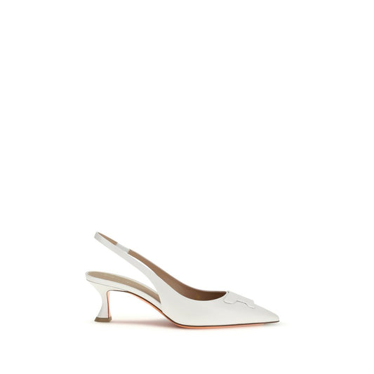 This Mid-Heel Slingback Pumps Heels by Santoni for women in bos taurus calf leather white presents a effortlessly chic silhouette from the Women's Bos Taurus Calf Leather Mid-Heel Slingback Pumps Heels collection, featuring a effortlessly chic mid-heel and effortlessly chic almond toe style.