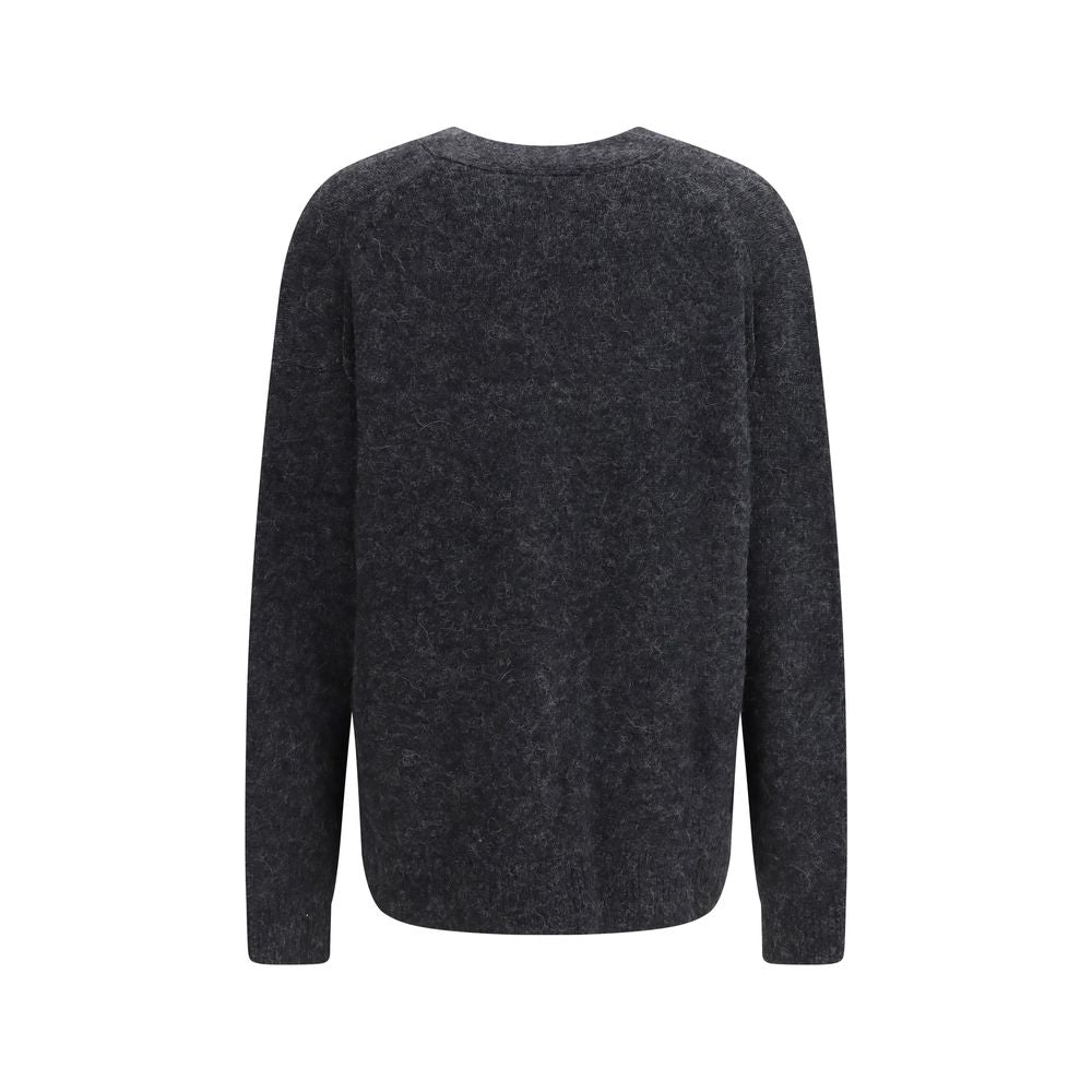 Cardigan by Isabel Marant Étoile for women in alpaca wool & nylon gray & toile features a dramatic silhouette, showcasing a sophisticated v-neck neckline and dramatic detail for a timeless, premium look.