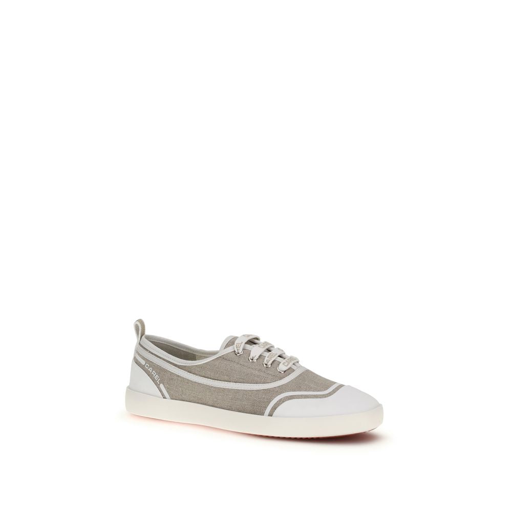 Sneakers by Carel Paris for women in cotton canvas beige features an versatile design from the Women's Low Top Cotton Canvas Sneakers collection, highlighting a versatile low-top style for a premium, high-fashion look.