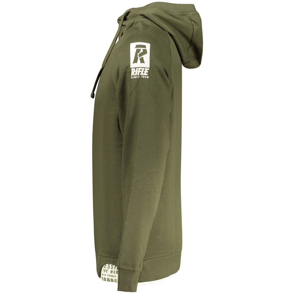 Hooded Sweatshirt Hoodie by Rifle for men in cotton polyester green, signature & print features an luminous silhouette, showcasing a sophisticated hooded neckline and for a truly luminous look.