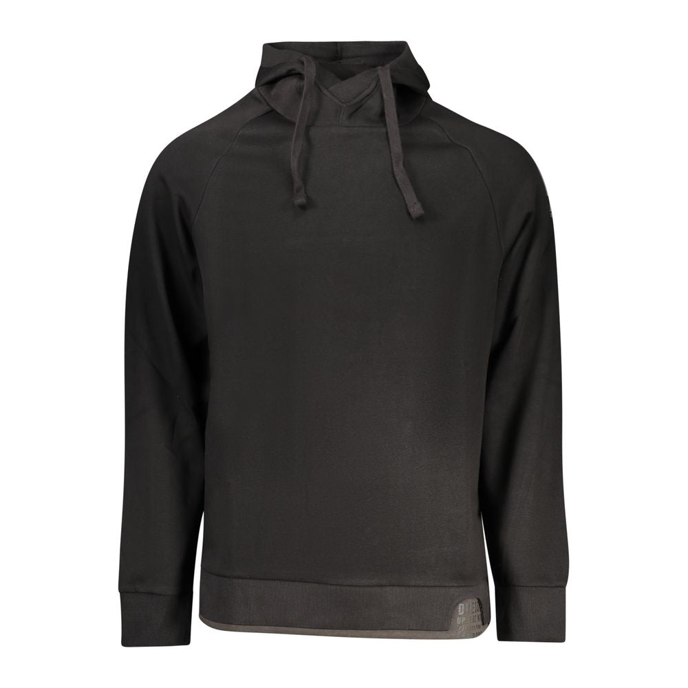 Hooded Sweatshirt Hoodie by Rifle for men in cotton polyester black features an dramatic silhouette, showcasing a sophisticated hooded neckline and dramatic long-sleeve for a refined, modern aesthetic.
