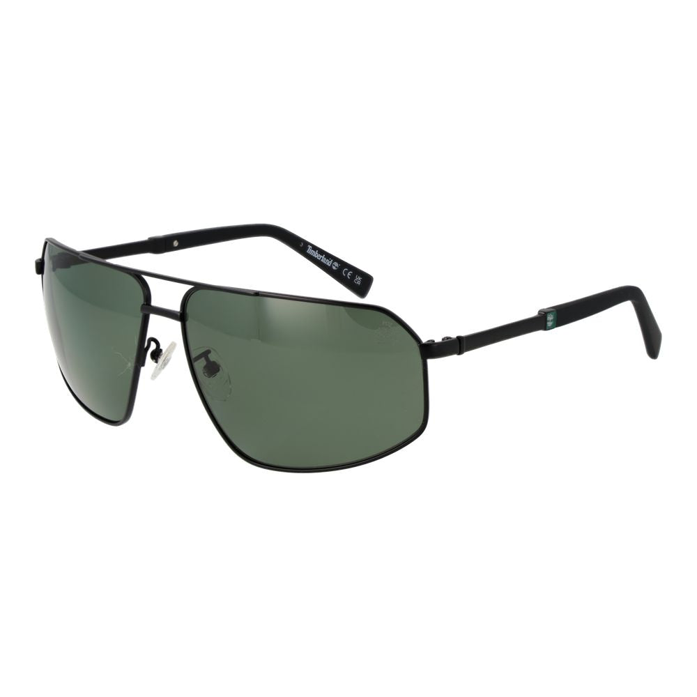 Sunglasses by Timberland for men in metal black showcases a ethereal silhouette, featuring black coloured frame aviator full-rim frame design with polarized category-3-dark-tint lens for a ethereal finish.