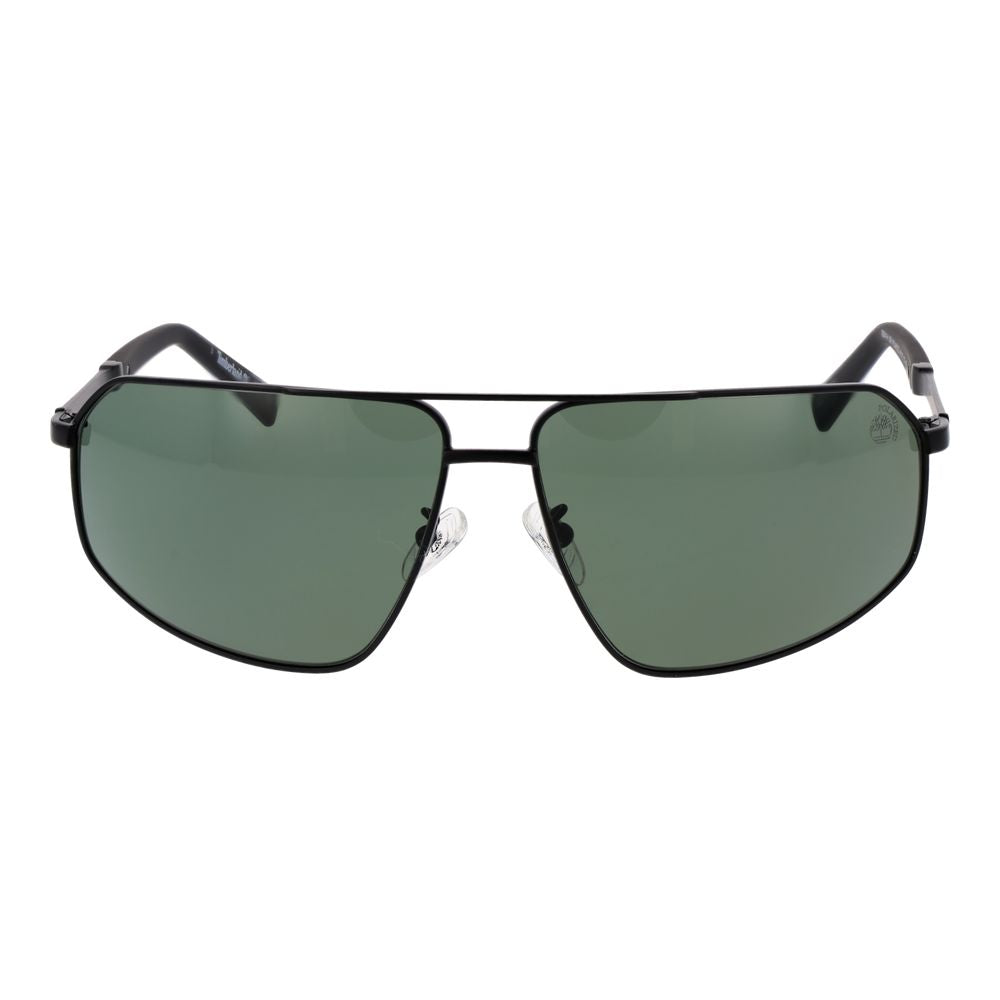Sunglasses by Timberland for men in metal and black featuring an opulent aviator full-rim frame design with a sophisticated black coloured frame finish and high-performance polarized category-3-dark-tint lens.