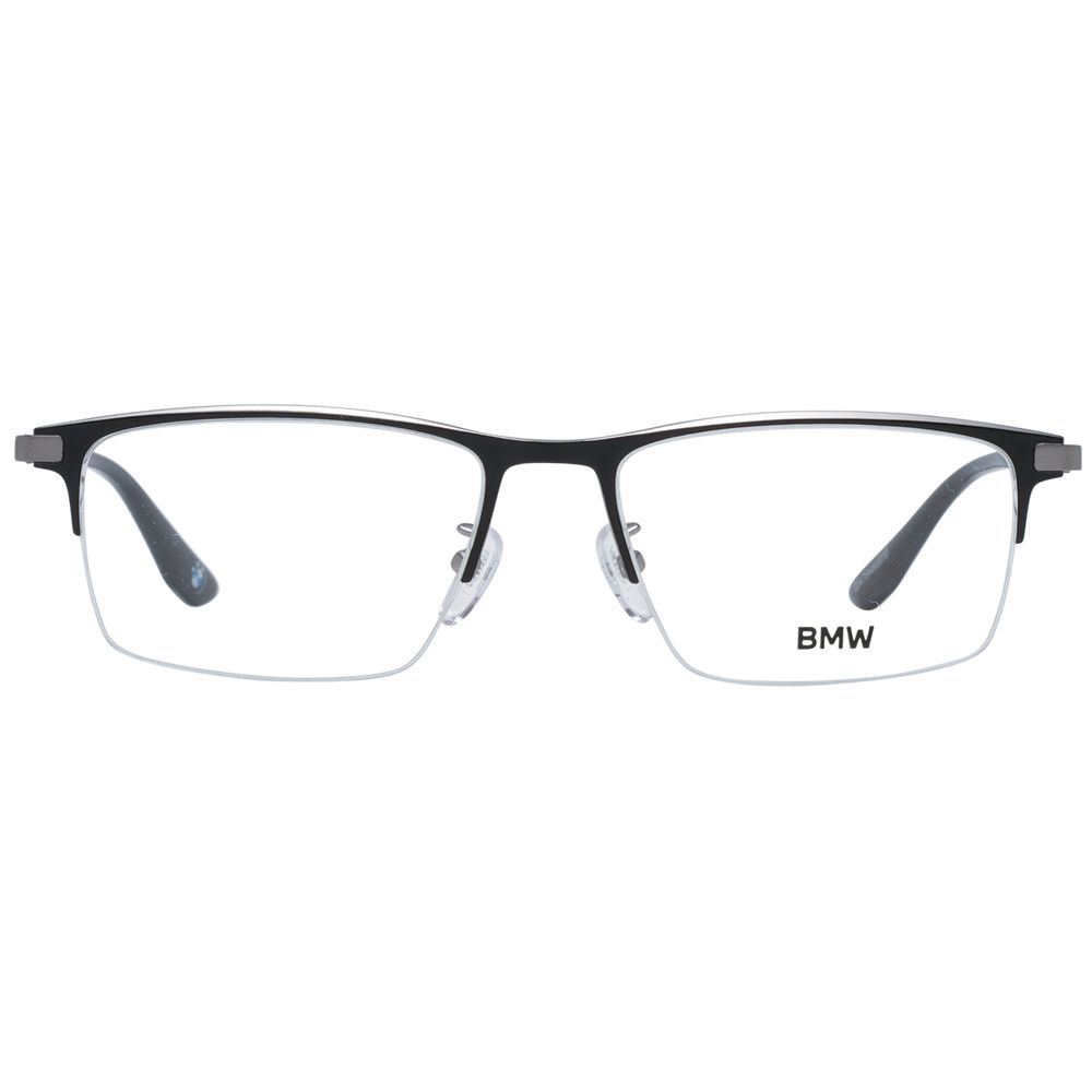 Eyeglasses Frames by BMW for men in titanium black features a refined silhouette, showcasing a refined black coloured frame and half-frame frame design for a sophisticated, premium look.