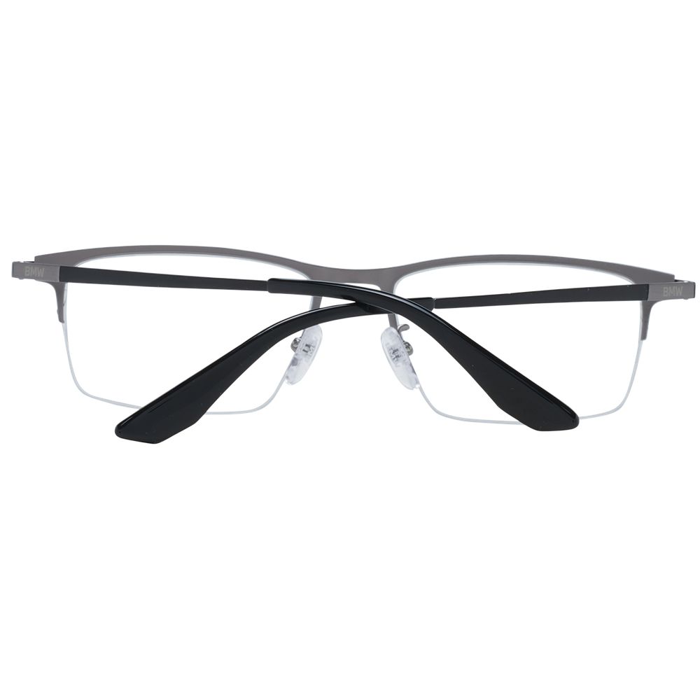 Eyeglasses Frames by BMW for men in titanium and black showcases a refined silhouette, detailed with a black coloured frame finish and a sophisticated half-frame frame design.