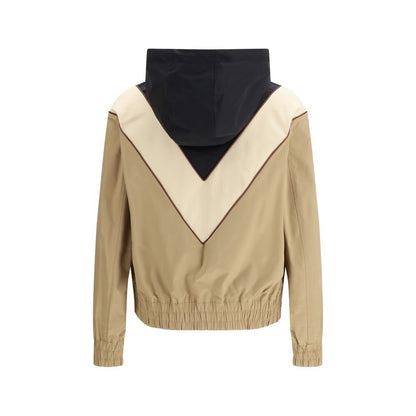 Hooded Windbreaker Jacket by Valentino Garavani for men in nylon & polyester multicolor features an perennial silhouette with a refined hooded neckline and perennial pockets, hooded & windproof for a sophisticated weather-resistant look.
