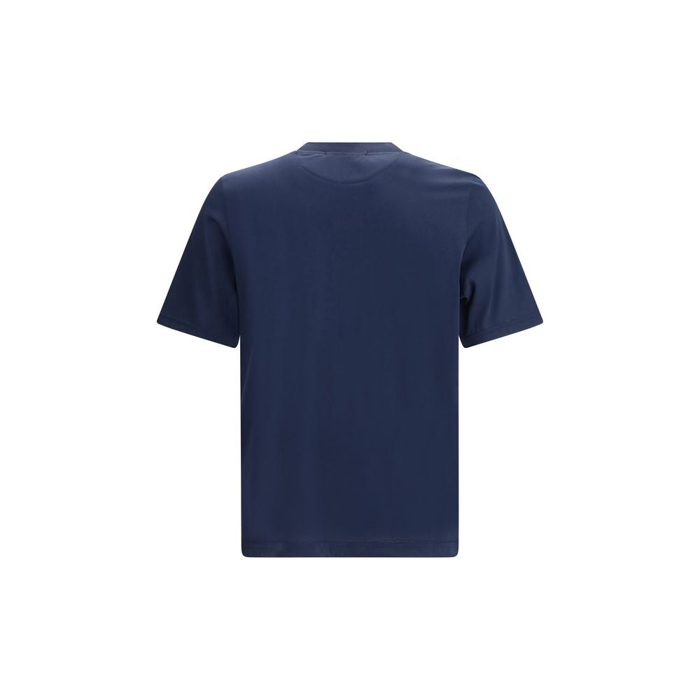 T-Shirt by Cruna for men in cotton blue showcases a unassuming silhouette, artfully detailed with a refined crew neckline and unassuming for a sophisticated, contemporary look.