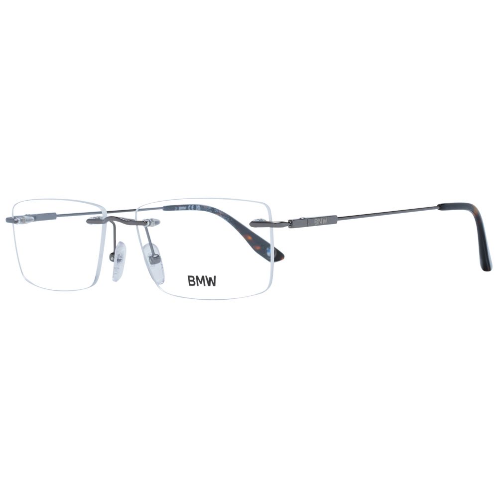 Eyeglasses Frames by BMW for men in titanium gray features a refined silhouette, showcasing a refined gunmetal coloured frame and rimless frame design for a sophisticated, premium look.