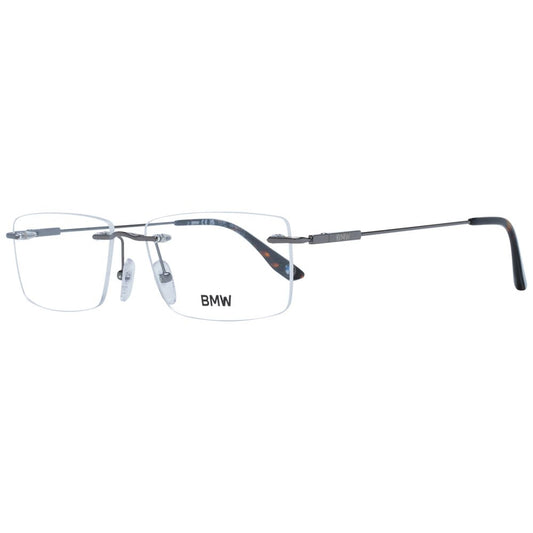 Eyeglasses Frames by BMW for men in titanium gray features a refined silhouette, showcasing a refined gunmetal coloured frame and rimless frame design for a sophisticated, premium look.