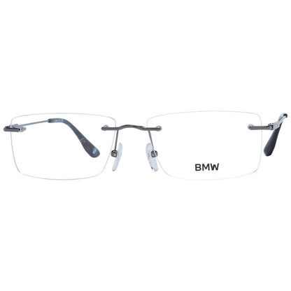 Eyeglasses Frames by BMW for men in titanium and gray showcases a refined silhouette, detailed with a gunmetal coloured frame finish and a sophisticated rimless frame design.
