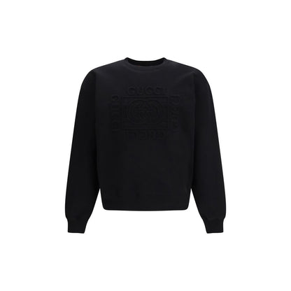 Sweatshirt by Gucci for men in cotton black showcases a slouchy chic silhouette, artfully detailed with a slouchy chic crew neckline and for a slouchy chic finish.