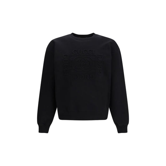 Sweatshirt by Gucci for men in cotton black showcases a slouchy chic silhouette, artfully detailed with a slouchy chic crew neckline and for a slouchy chic finish.