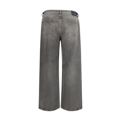 Jeans by Golden Goose for men in denim cotton gray features an sartorial relaxed-fit, wide & oversized and long with a cut for a sartorial finish.