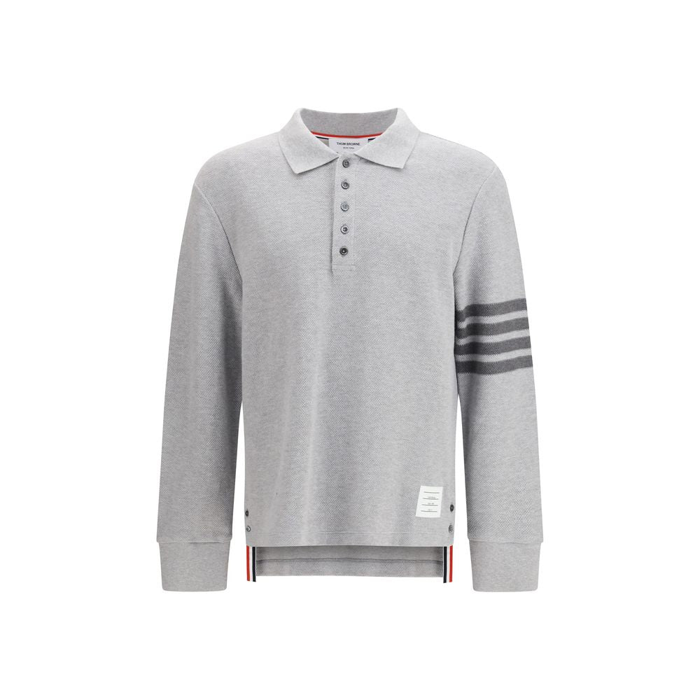 Polo Shirt by Thom Browne for men in cotton gray, signature & striped showcases a enviable silhouette, featuring a refined and long-sleeve for a enviable finish.
