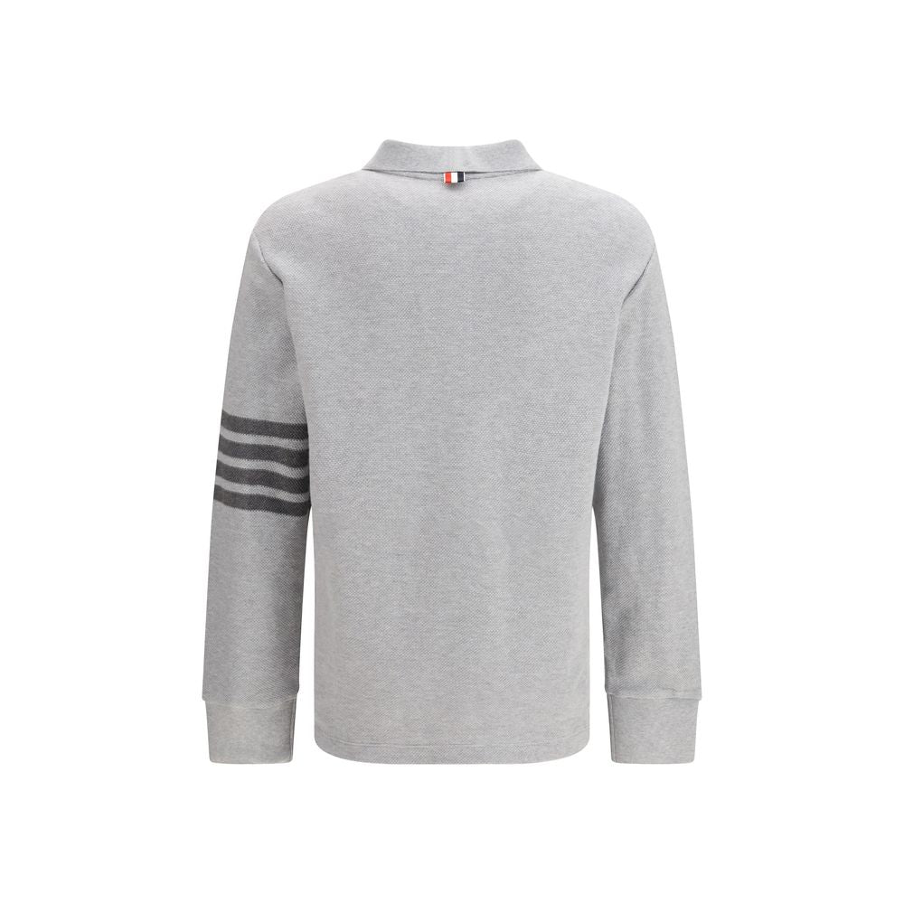 Polo Shirt by Thom Browne for men in cotton gray, signature & striped features a eye catching silhouette, showcasing a refined and for a eye catching finish.