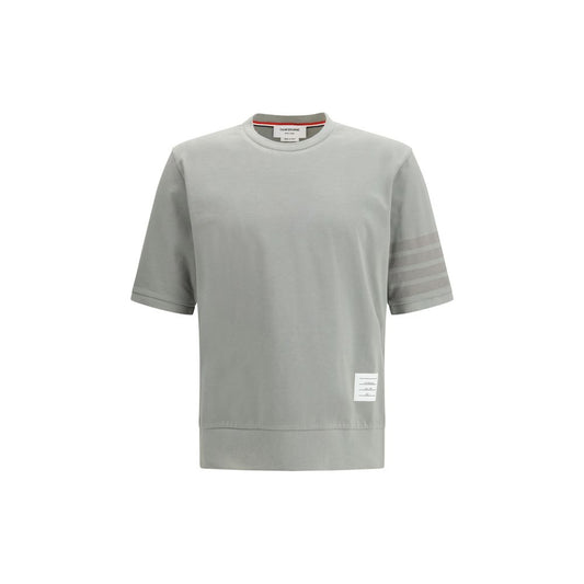 Activewear T-Shirt by Thom Browne for men in cotton gray & signature features a dynamic silhouette with and crew neckline enhanced by functional .