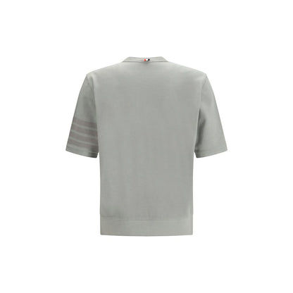 Activewear T-Shirt by Thom Browne for men in cotton gray & signature features a sporty silhouette with and crew neckline, showcasing innovative for a sporty finish.