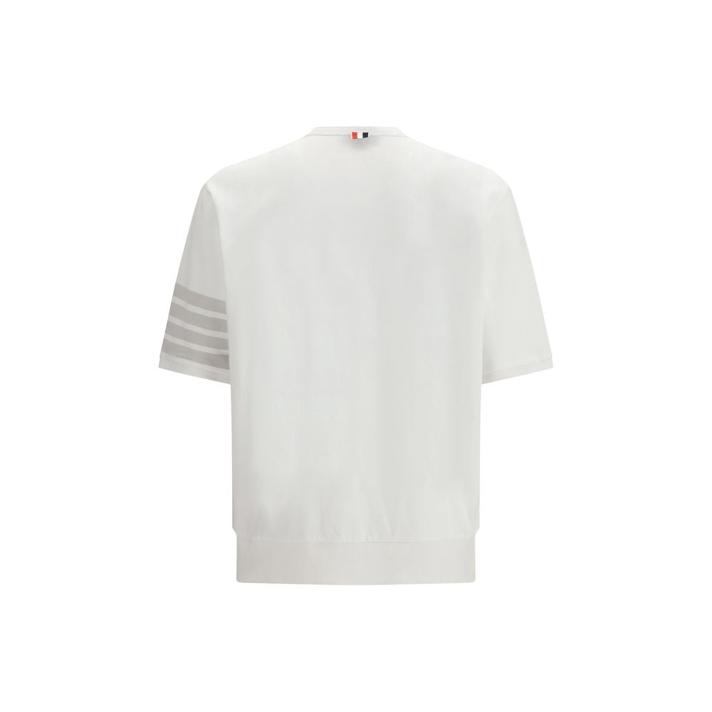 Activewear T-Shirt by Thom Browne for men in cotton white & signature features an ergonomic design with , highlighting a ergonomic length and ergonomic crew neckline for a high-performance look.