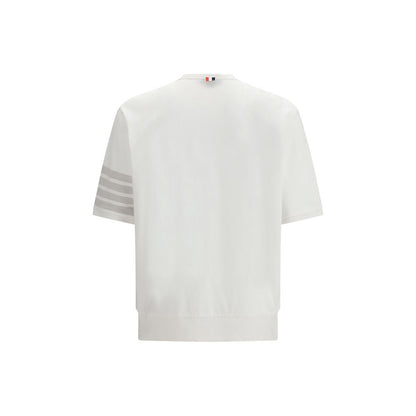 Activewear T-Shirt by Thom Browne for men in cotton white & signature features an ergonomic design with , highlighting a ergonomic length and ergonomic crew neckline for a high-performance look.