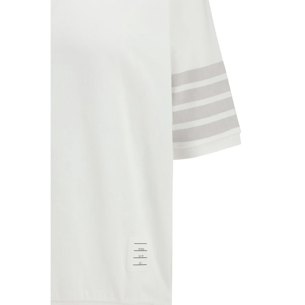 Activewear T-Shirt by Thom Browne for men in cotton white & signature features an athletic silhouette with sleeves and a neckline, enhanced by high-performance .
