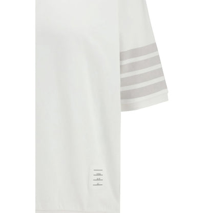 Activewear T-Shirt by Thom Browne for men in cotton white & signature features an athletic silhouette with sleeves and a neckline, enhanced by high-performance .