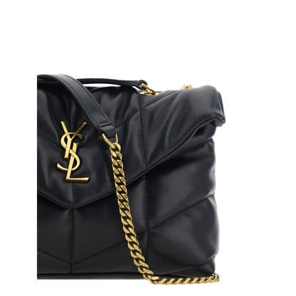 Compact Shoulder Flap Bag by Saint Laurent for women in lambskin leather black & chevron features an effortlessly chic silhouette with a secure flap & magnetic, ample , and versatile shoulder-strap for effortlessly chic everyday luxury.
