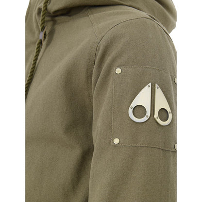 Hooded Parka by Moose Knuckles for men in nylon cotton & sherpa fur green features a stylish silhouette, meticulously detailed with a sophisticated hooded neckline and functional pockets & hooded for a stylish finish.