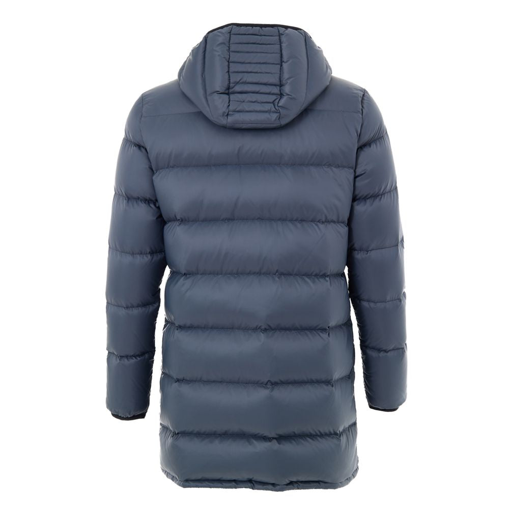 Hooded Puffer Jacket by Moose Knuckles for men in nylon cotton gray presents a effortlessly chic silhouette, showcasing a sophisticated hooded neckline and premium pockets, hooded & insulated for a truly effortlessly chic finish.