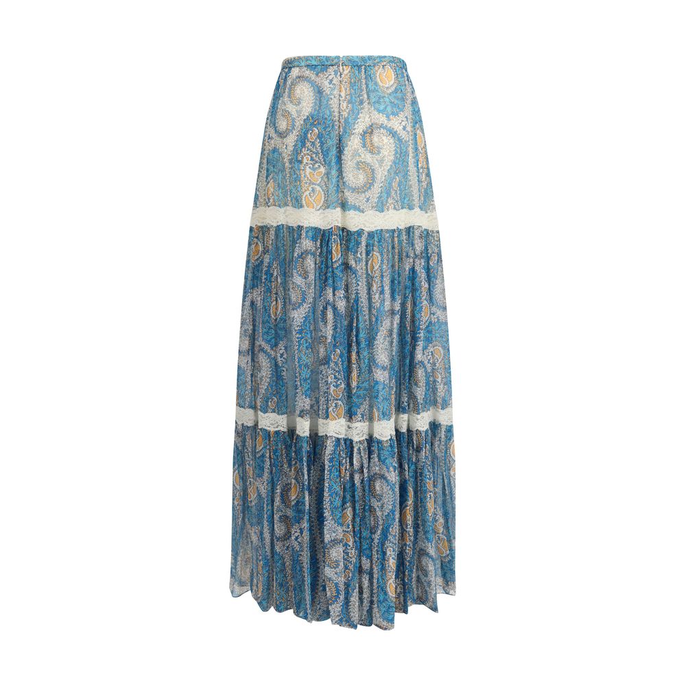 Skirt by Etro for women in silk multicolor & paisley features a captivating silhouette, showcasing the captivating Women's High Rise Silk Maxi Long Skirt design with a sophisticated maxi long for a captivating look.