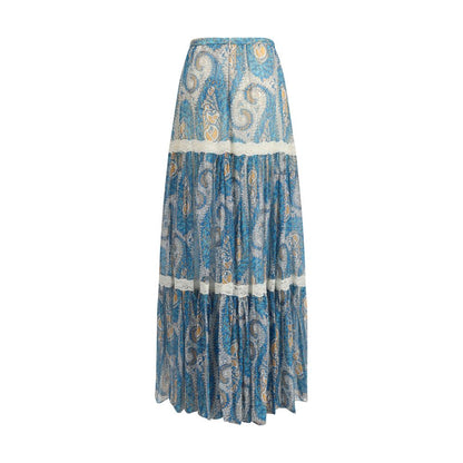 Skirt by Etro for women in silk multicolor & paisley features a captivating silhouette, showcasing the captivating Women's High Rise Silk Maxi Long Skirt design with a sophisticated maxi long for a captivating look.