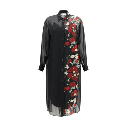 Dress by Khaite for women in silk black & patterned features an eye catching silhouette with a sophisticated , elegant long-sleeve, and a refined long for a eye catching aesthetic.