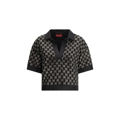Activewear T-Shirt by Gucci for women in polyester cotton polyamide tweed black features an contemporary design with , a short-sleeve length, and a contemporary .