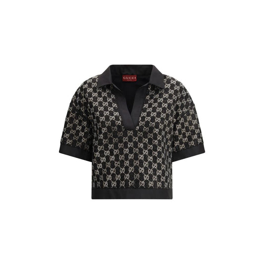 Activewear T-Shirt by Gucci for women in polyester cotton polyamide tweed black features an contemporary design with , a short-sleeve length, and a contemporary .