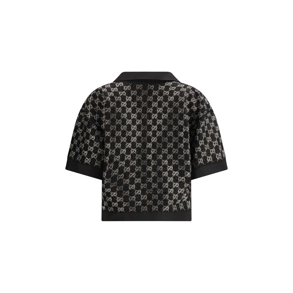 Activewear T-Shirt by Gucci for women in polyester cotton polyamide tweed black presents a kinetic silhouette, showcasing the kinetic and alongside functional for a premium, athletic look.