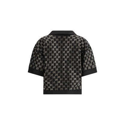 Activewear T-Shirt by Gucci for women in polyester cotton polyamide tweed black presents a kinetic silhouette, showcasing the kinetic and alongside functional for a premium, athletic look.