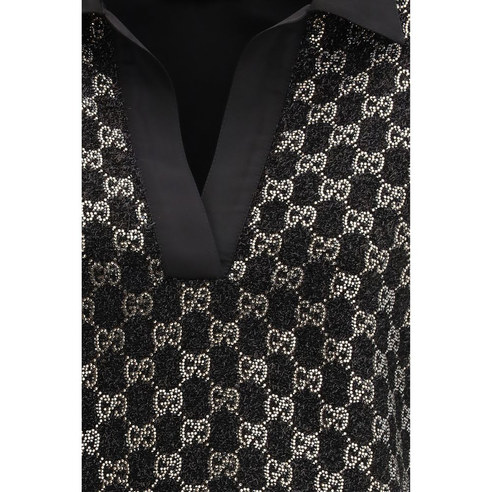 Activewear T-Shirt by Gucci for women in polyester cotton polyamide tweed black features an contemporary design with , a length, and a contemporary .