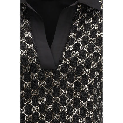 Activewear T-Shirt by Gucci for women in polyester cotton polyamide tweed black features an contemporary design with , a length, and a contemporary .