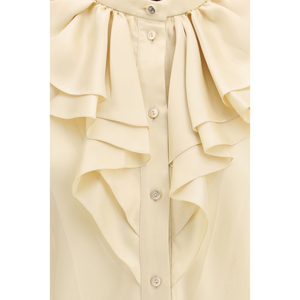 Shirt by Gucci for women in silk twill beige features an polished silhouette, showcasing a sophisticated and detail for a truly polished finish.