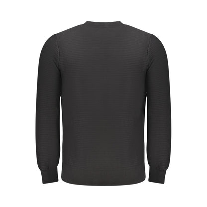 Sweatshirt by Hugo Boss for men in cashmere cotton blend black showcases a slouchy chic silhouette, artfully detailed with a slouchy chic and for a slouchy chic finish.