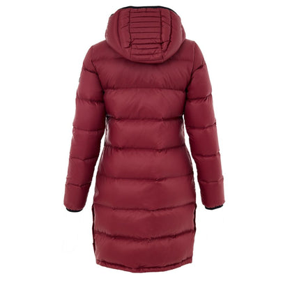 Hooded Puffer Jacket by Moose Knuckles for women in leather cotton & nylon bordeaux presents a effortlessly chic silhouette, showcasing a sophisticated hooded neckline and premium pockets, hooded & insulated for a truly effortlessly chic finish.